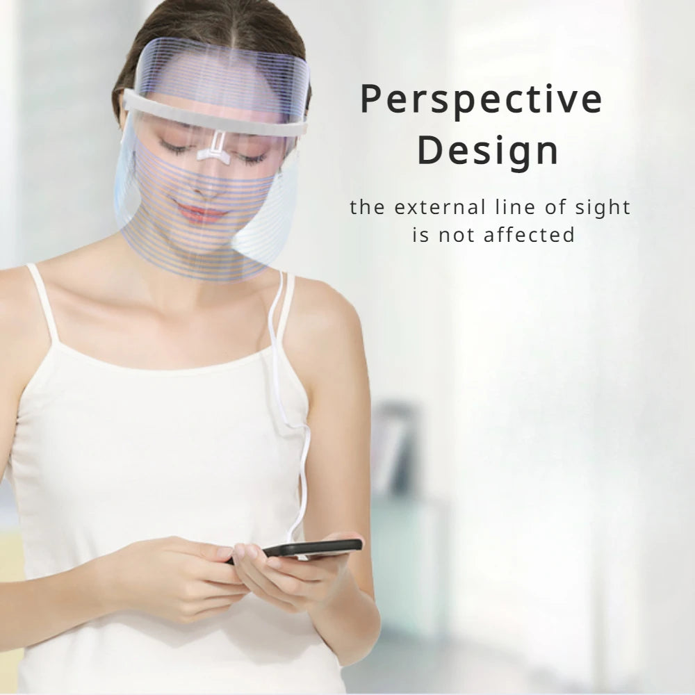 LED Light Therapy Face Beauty Facial Devices Red Light Therapy Skin Care Led Transparent Mask Home Use Beauty Devices 3 Colours