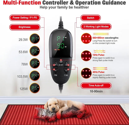 1280 LEDs Red Infrared Light Therapy Mat for Body,71"x 31" Red Light Therapy Blanket 660nm 850nm Full Body Pad for Pain Relief